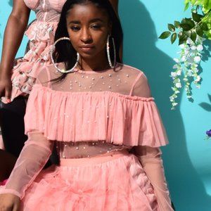 Mia Baby Pink Long Sleeve Sleeve Pearl Top